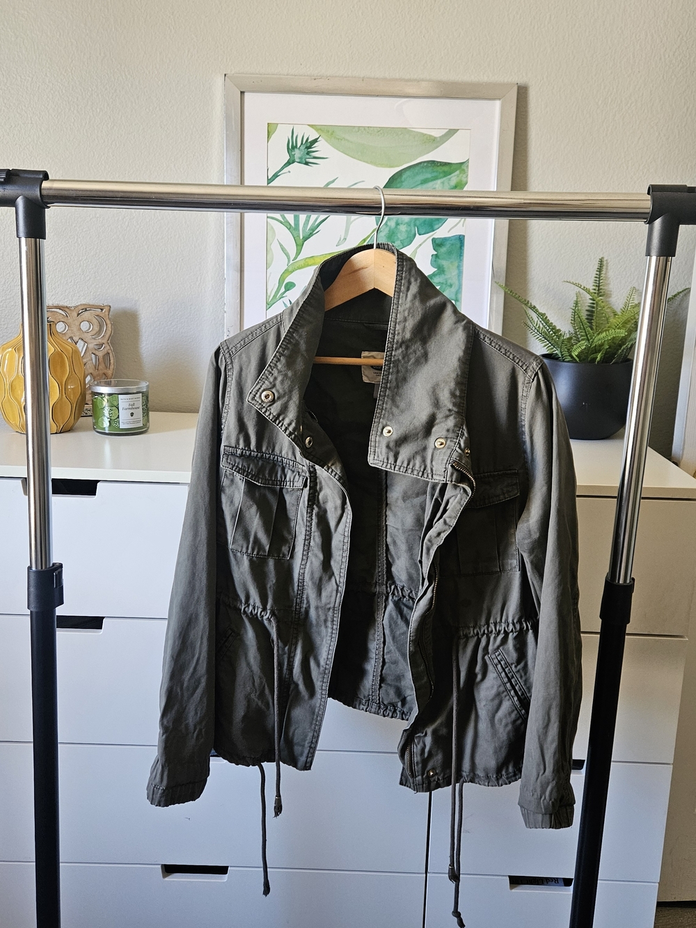 Old Navy Olive Green Utility Jacket with Drawstring